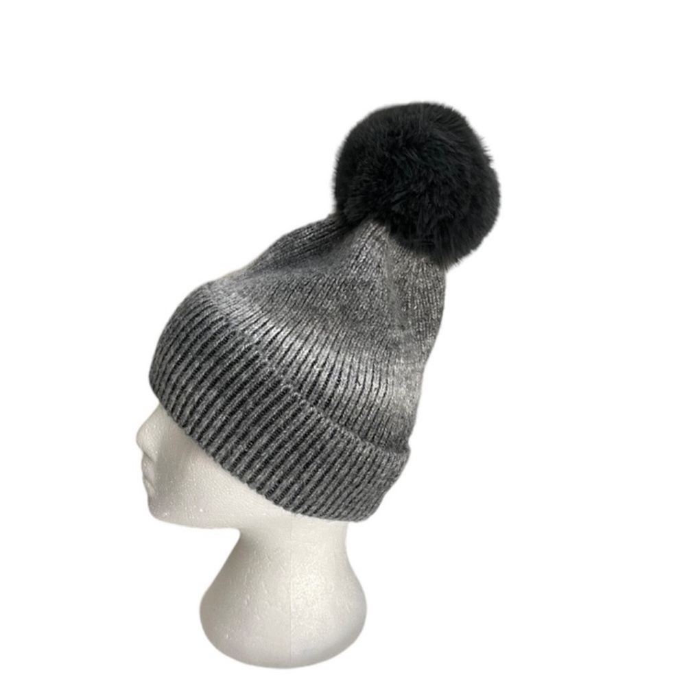 Norla NWT grey neutral alpaca wool knit blend oversized Pompom winter toque hat